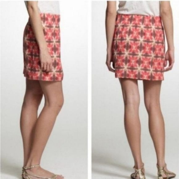 J Crew Wednesday Tie Dye Mini Skirt Ikat Print Pull On Silk Linen - Picture 2 of 13